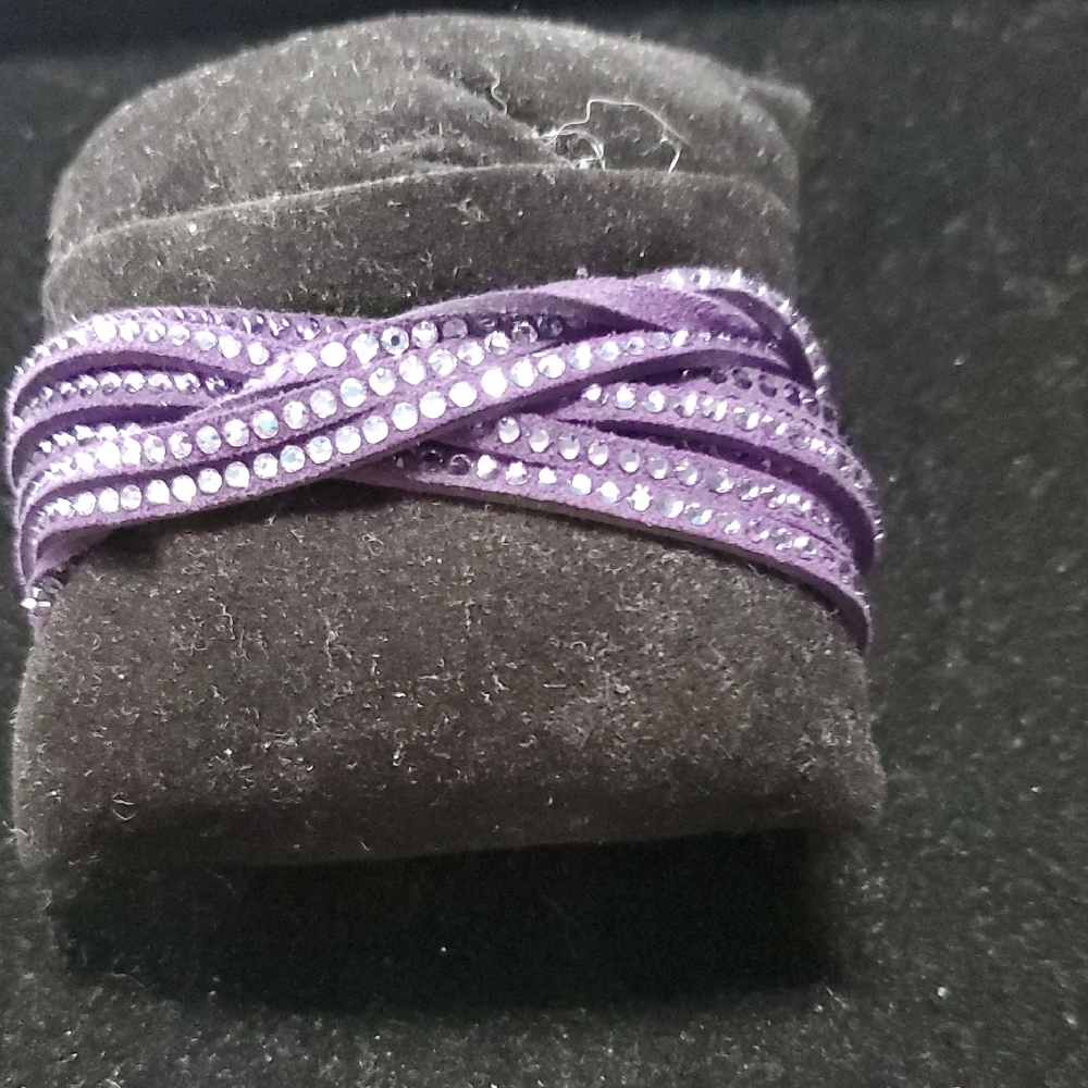 Touchstone Crystal Purple Multi-Strand Crystal Wrap Bracelet - Picture 2 of 2
